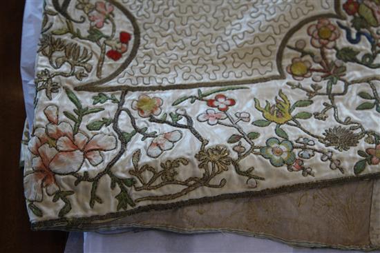 A late 18th / early 19th century cream silk Continental embroidery, 62 x 52in.